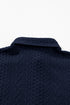 Cable Texture Button Front Puff Sleeve Shacket